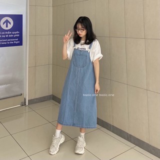 Váy yếm jeans dài ulzzang Bazic one