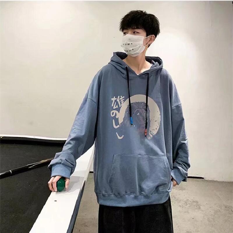 Áo hoodie dáng rộng in họa tiết hoạt hình phong cách Nhật Bản thời trang cho nam size M-5XL