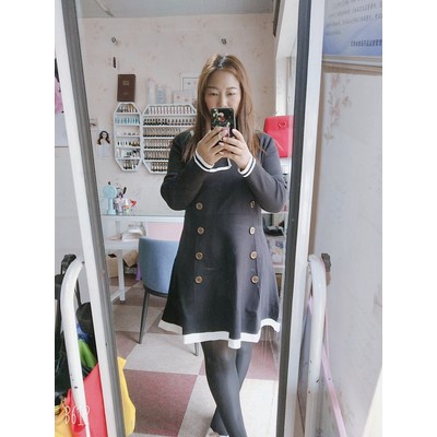 Váy len cổ vest dài váy 84-87cm