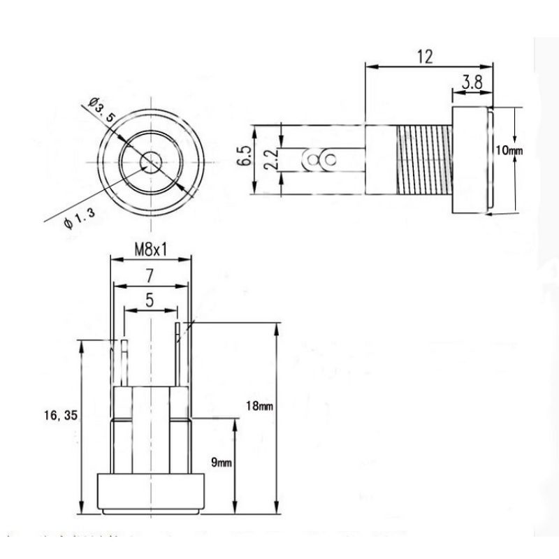 Jack DC cái 3.5*1.3mm