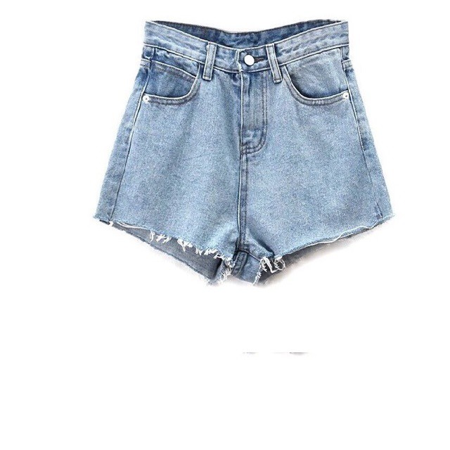 Quần short jean nữ xanh nhạt tua lai thời trang 33d8