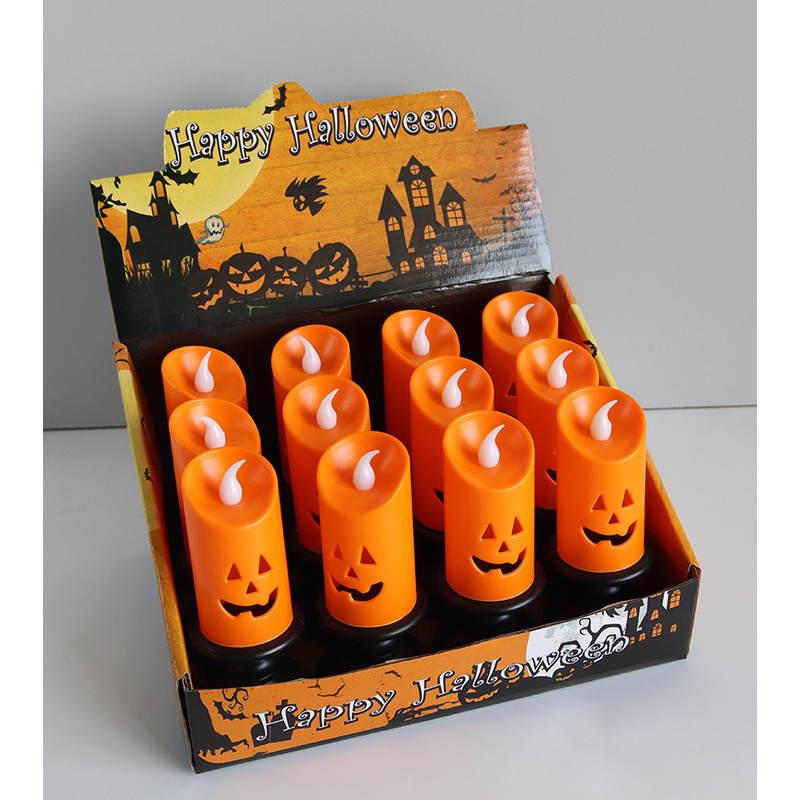 Nến điện tử hình bí ngô trang trí bàn tiệc Halloween
