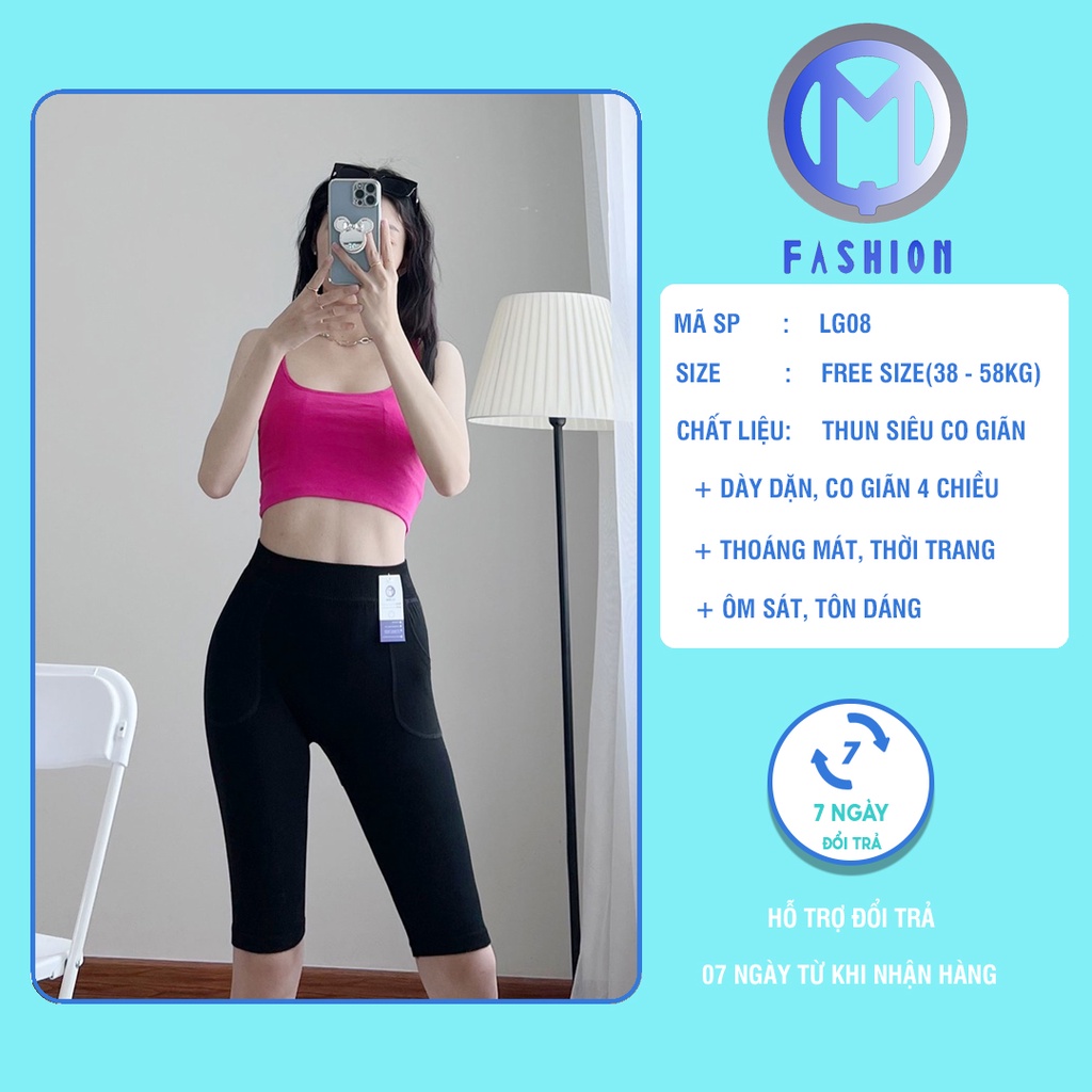 Quần leggging nữ đùi cạp cao ngố nâng mông siêu co giãn M Fashion 5566