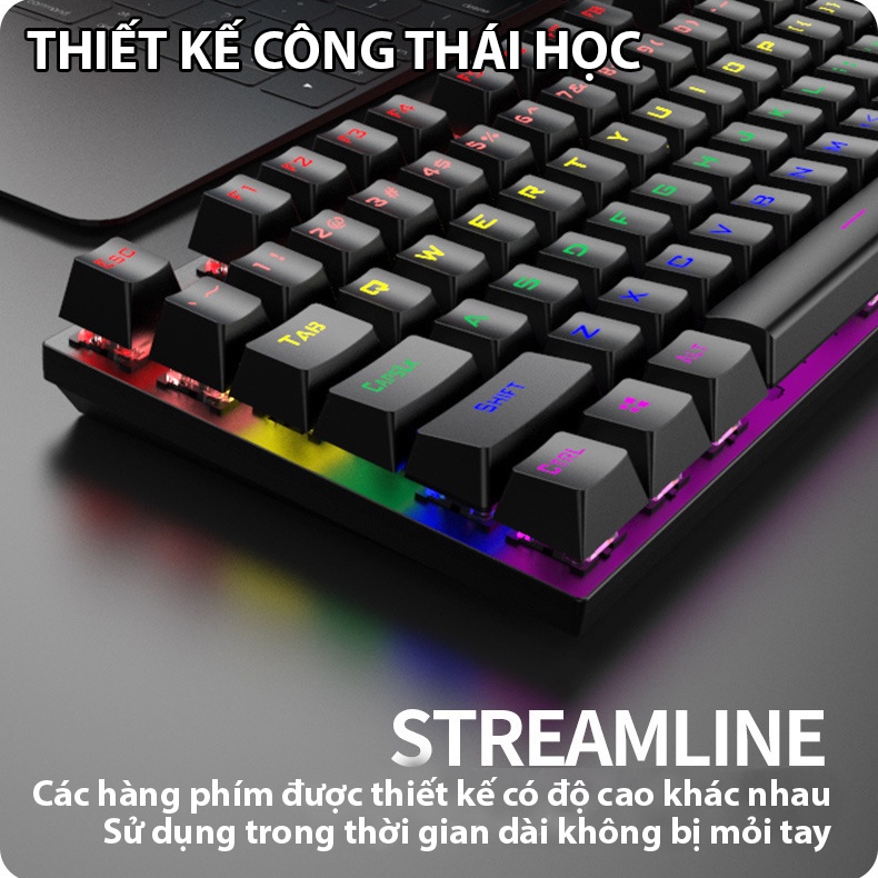 Bàn phím cơ Latope bàn phím gaming máy tính laptop văn phòng TKL Full Led K80