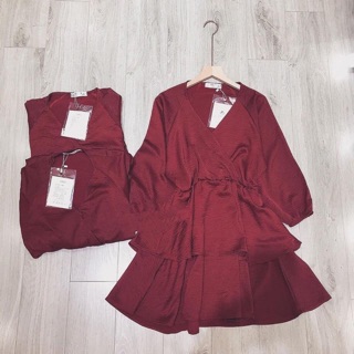 VÁY LỤA VẠT CHÉO - VÁY LỤA ĐỎ ZARA TẦNG CL0008