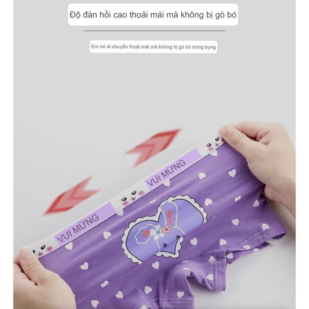 Sét 4 Quần Lót Bé Gái Tam Giác Chip Đùi Chất Cotton Mềm Mịn Họa Tiết Xinh Xắn, Dễ Thương - QL7