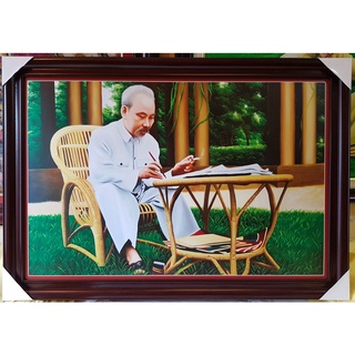 Tranh in dầu- Bác Hồ ngồi ghế mây