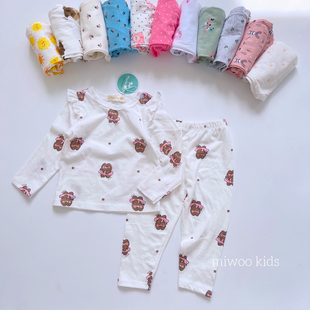 (7-21kg)Bộ thun cotton dài tay phối cánh tiên Miwoo kids họa tiết siêu dễ thương cho bé gái(ảnh thật)