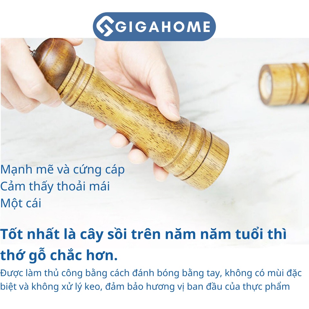 Lọ Xay Tiêu, Hạt Khô Bằng Gỗ Sồi Cao Cấp GIGAHOME Cầm Tay 8inch 8721