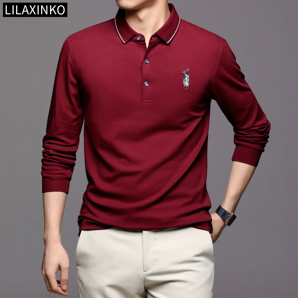 Áo Thun Polo Tay Dài Bằng Cotton 4 Màu Thời Trang Thu Đông Cho Nam