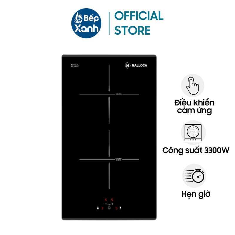 Bếp từ DOMINO 2 vùng nấu Malloca MDI 302 Xuất Xứ Châu Âu, Công suất 3300W