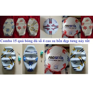 COMBO 15 QUẢ BÓNG ĐÁ SỐ 4 PROSTAR CAO CẤP - 15 quả bóng đá cao su số 4 Prostar TẶNG kim bơm và túi lưới