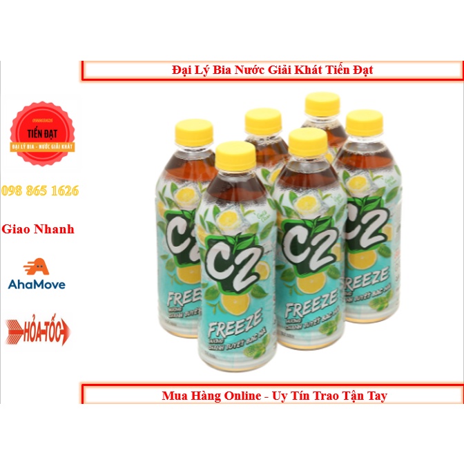 Thùng Trà C2 Đủ Vị Chai Nhựa 455ML (Dâu anh Đào, Chanh, Đào Hồng Trà, Khế Mật Ong, Chanh Bạc Hà)