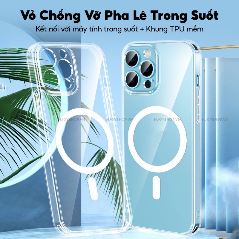 Ốp Hỗ Trợ Sạc Không Dây Remax Rm-1690 Trong Suốt Lưng Cứng Pc Viền Dẻo Chống Sốc Cho Ip 13 Pro Max 12 Pro Max  Njoyshop