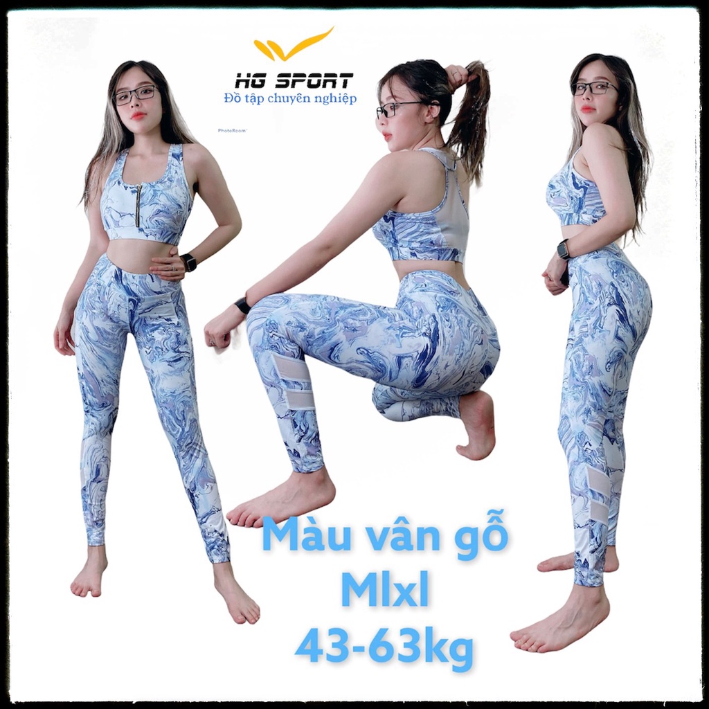 Bộ tập Gym, Yoga, Zumba, Aerobic nữ,quần dài áo bra  set kéo khoá phối lưới cao cấp Hg Sport SDBR05