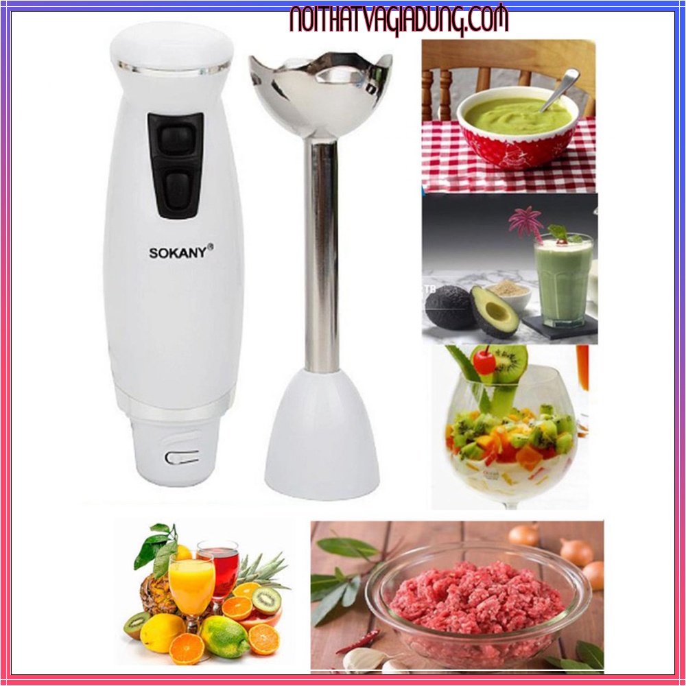 Máy Xay Cầm Tay Đa Năng Sokany Cầm Tay 4 In 1 Cao Cấp Cắm Điện 3 Cối Tặng Kèm Cốc Mini