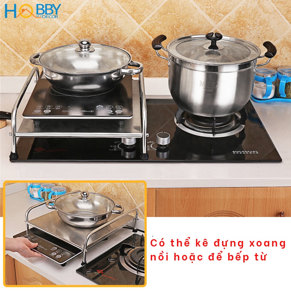 Kệ để bếp từ lên bếp ga HOBBY KBN1 Inox 1 tầng khó rỉ sét - phù hợp để kê bếp từ lên bếp nấu