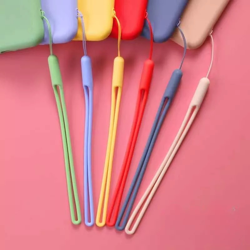 Dây Đeo Điện Thoại Bằng Cao Su Silicone Mềm Màu Trơn Chống Thất Lạc Có Thể Tháo Rời