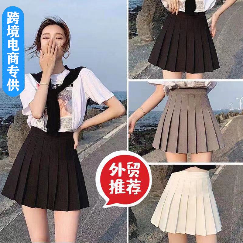Chân Váy Ngắn Xếp Ly Lưng Cao Màu Đen Phong Cách Preppy Thời Trang Mùa Thu Cho Nữ
