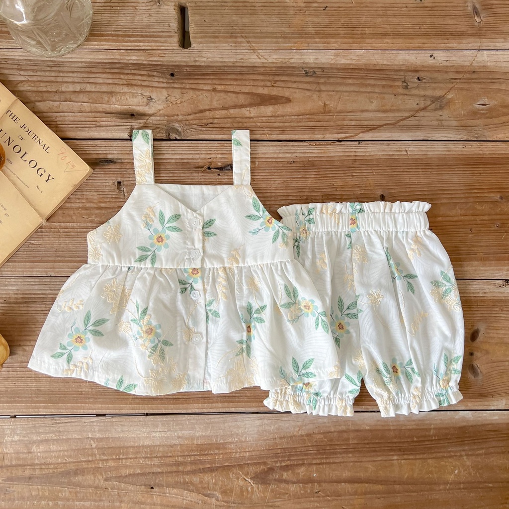 Bộ Trang Phục Gồm Áo Hai Dây Và Quần Short Thời Trang Mùa Hè Dễ Thương Cho Bé Gái