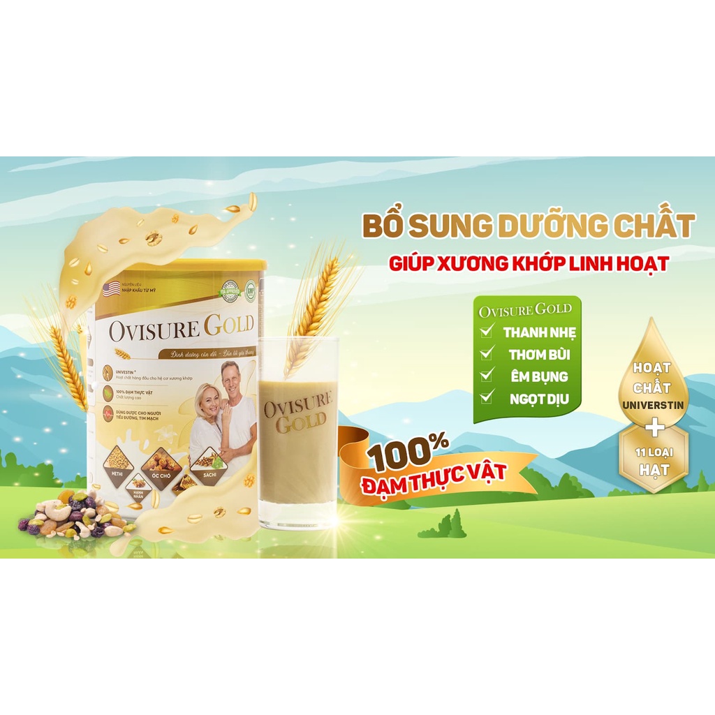 Sữa hạt xương khớp Ovisure Gold lon 650gram tốt cho người bệnh xương khớp
