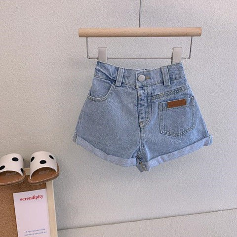 [Hàng Mới Về] Quần Short Denim Phong Cách Châu Âu Năm 2021 Dễ Phối Đồ Thời Trang Cho Bé Gái 5