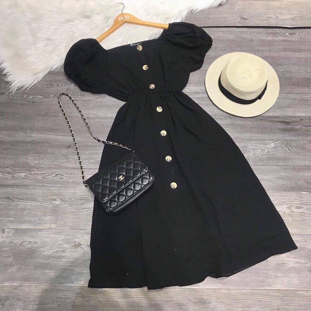 Váy cổ vuông cúc dọc | BigBuy360 - bigbuy360.vn