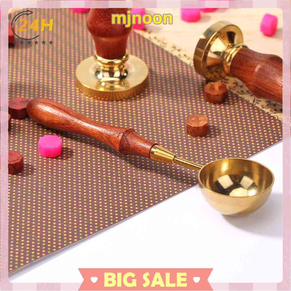 Muỗng Nấu Sáp Niêm Phong Bằng Đồng Thau Cán Gỗ Phong Cách Retro