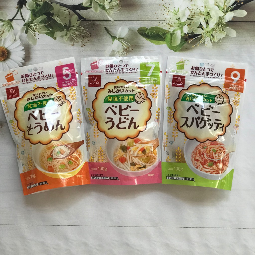 Mì somen, udon, spaghetti tách muối Hakubaku Nhật Bản, bún khô cho bé ăn dặm từ 5 , 7, 9 tháng SAMI KIDS