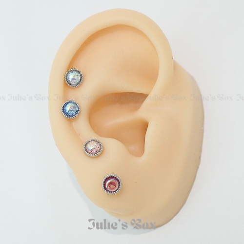 [1 CHIẾC] Khuyên Tai Đá Galaxy 4 Màu Tròn Màu Bạc Unisex Titanium Không Gỉ Không Ngứa Không Đen julies box 66