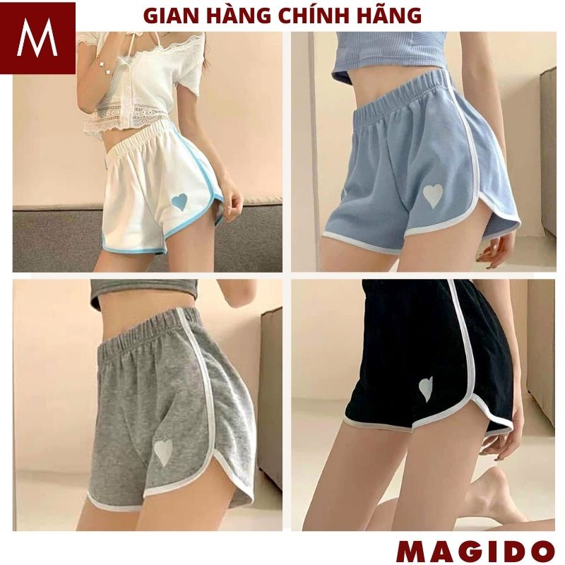 Quần short nữ thể thao in hình trái tim kiểu dáng katun hàn quốc ulzzang ,mặc đi tập thể dục gym cũng đều XINH -MAGIDO