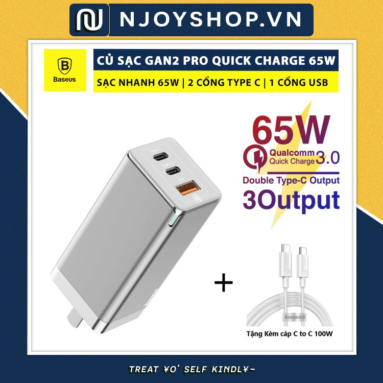 [BH 6 THÁNG] CỦ SẠC NHANH BASEUS 65W GAN 2 PRO DÀNH CHO MỌI THIẾT BỊ ĐIỆN THOẠI IPHONE ANDROID LAPTOP MACBOOK