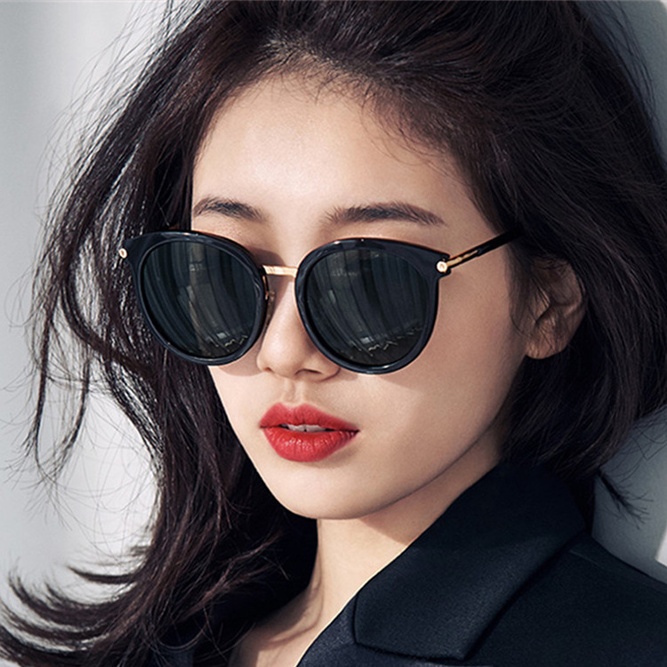 PC frame Korean sunglasses round frame colorful mercury glasses ladies big frame frog glasses sunglasses