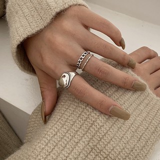 Set Nhẫn Bộ Nhẫn Đeo Tay Thời Trang Phong Cách Hàn Quốc Bạc S925 Đáng Yêu Ulzzang Vintage