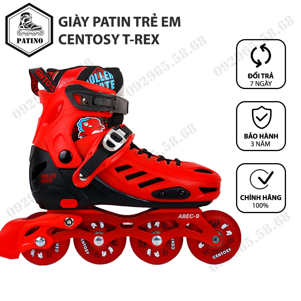 Giày trượt patin trẻ em Centosy T-rex, 8 bánh phát sáng - chính hãng