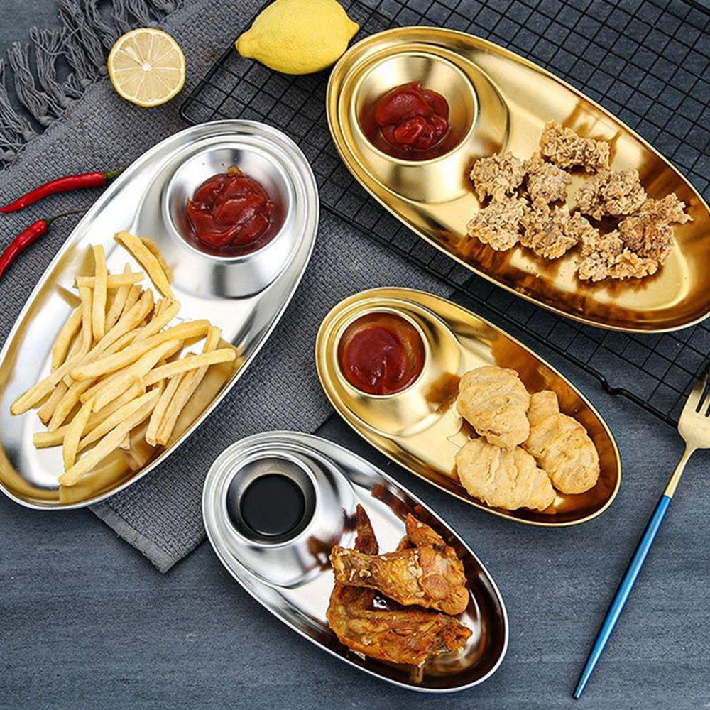 Đĩa Đựng Khoai Tây Chiên Chia Ngăn Hình Oval Tiện Dụng