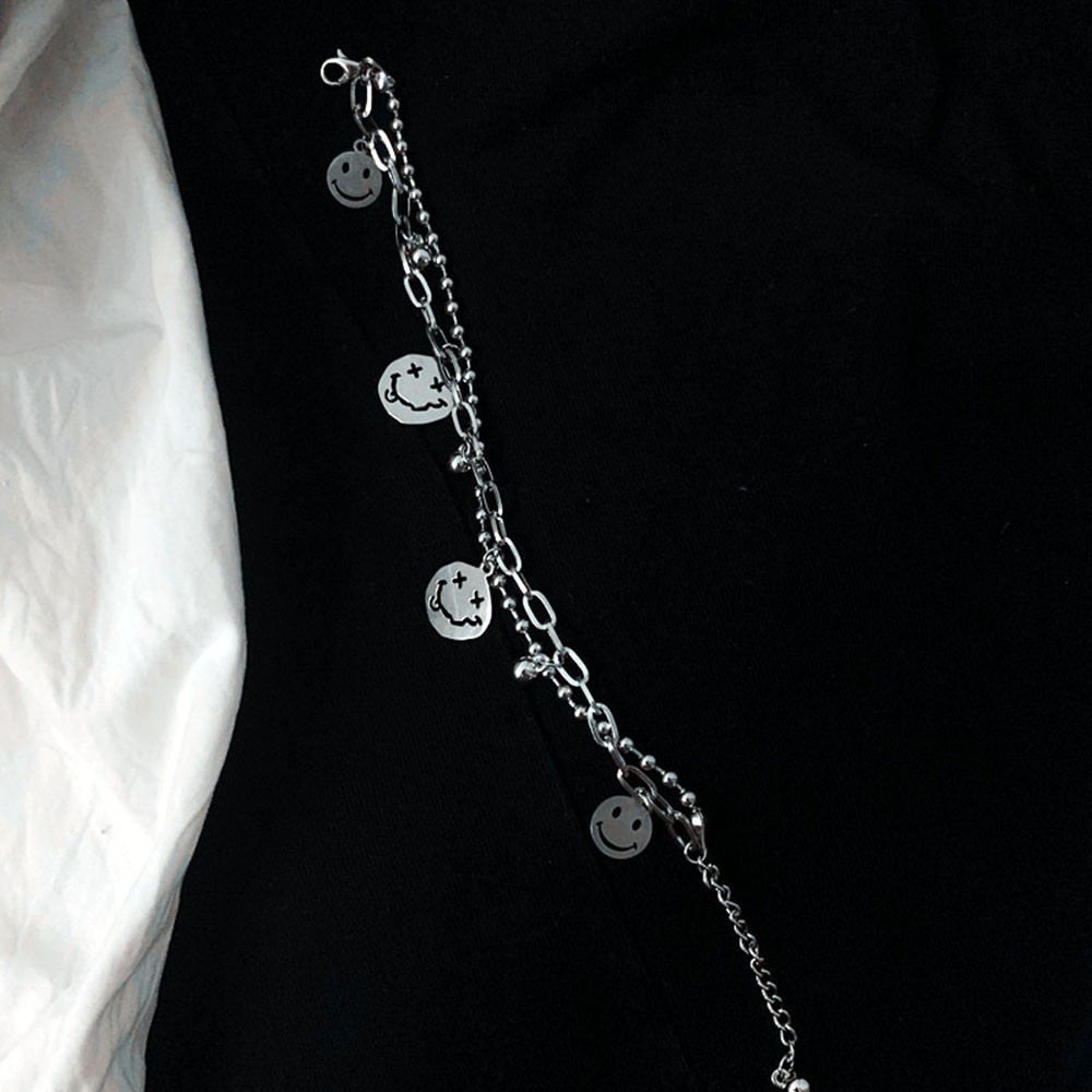 Vòng Tay Hai Lớp Mặt Hình Mặt Cười Phong Cách Hàn Quốc