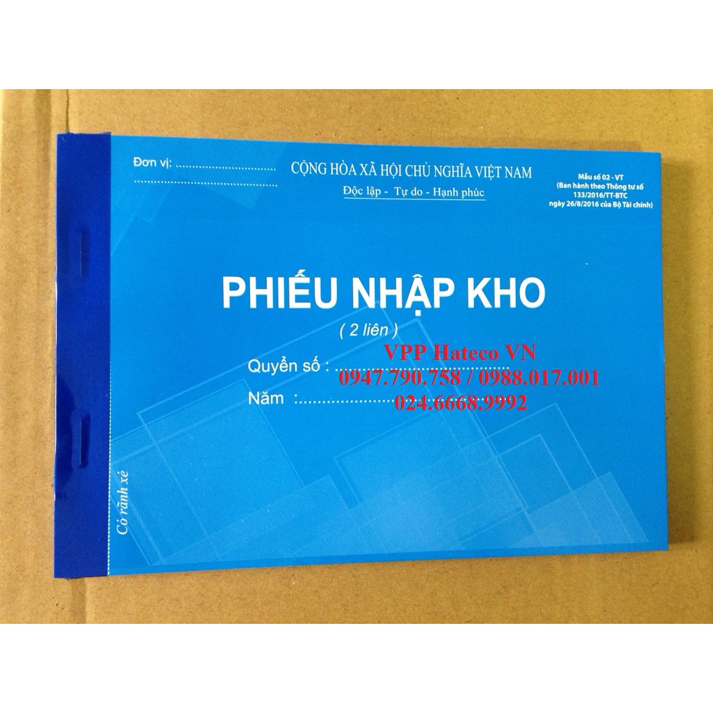 Phiếu nhập kho 2 liên 100 tờ A5 LOẠI 1 (không cần dùng giấy than)