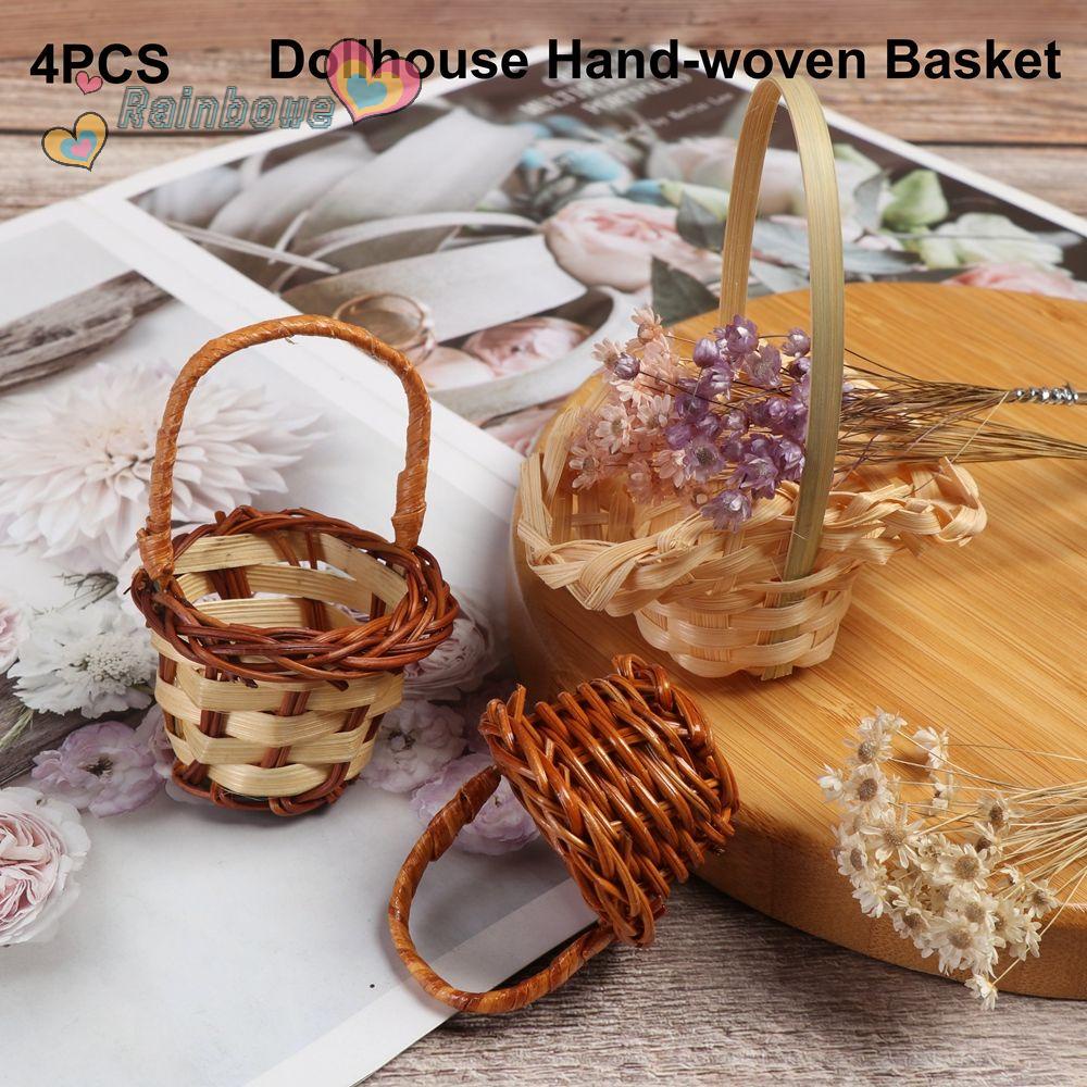 Set 4 Rổ Đựng Rau Củ Quả Bằng Vải Không Dệt Màu Sắc Cầu Vồng Kích Thước 1/12
