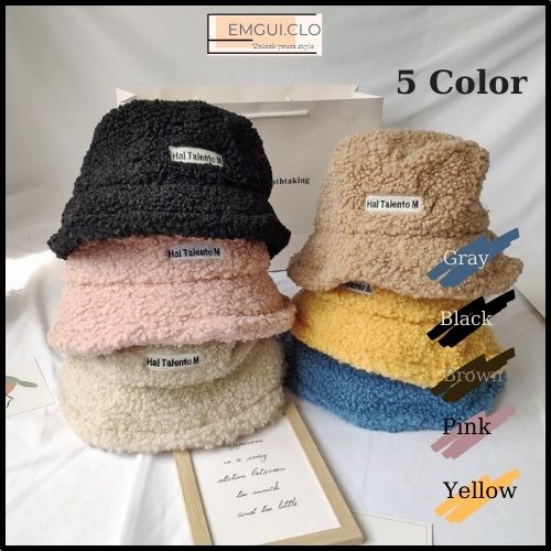 Nón Bucket lông cừu ulzzang phong cách retro Hàn Quốc