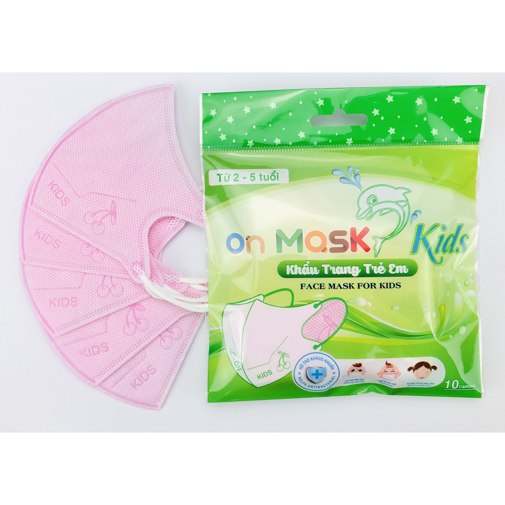 [Gói 10] Khẩu trang 3D trẻ em On Mask kháng khuẩn (3 lớp) - 3 Màu lựa chọn