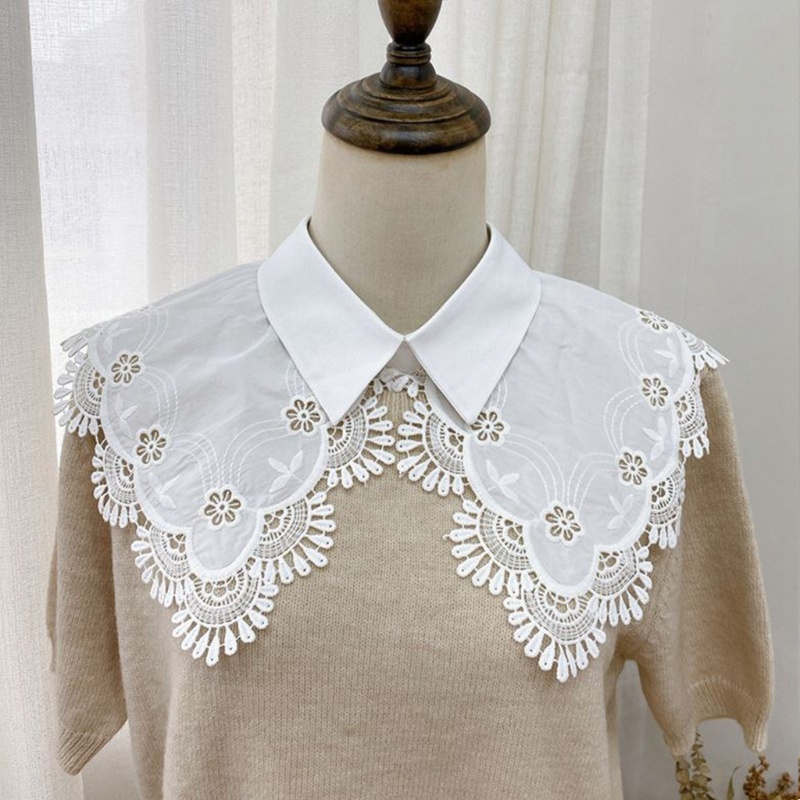 Cổ Áo Sơ Mi Giả Phối Ren Hoa Màu Sắc Xinh Xắn Cho Nữ