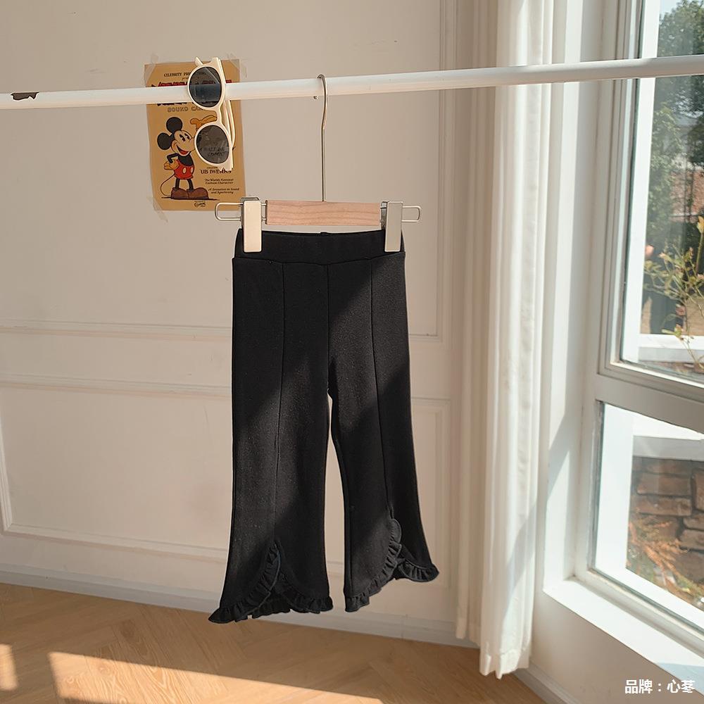 Quần Dài Màu Đen Dáng Rộng Phong Cách Phương Tây Dễ Thương Cho Bé Gái