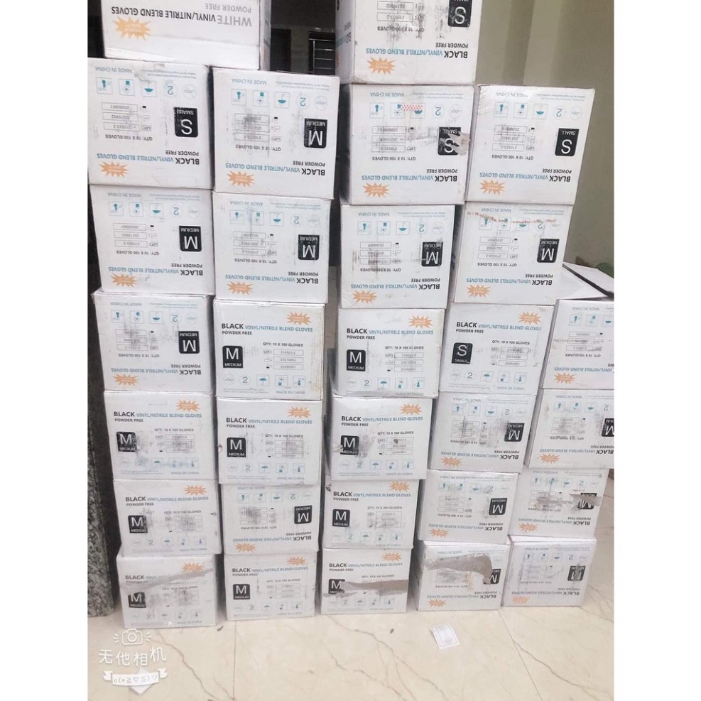 HỘP 100 chiếc găng tay màu đen không bột đen nhám , Sử Dụng Trong  Spa-TMV Dày Dặn L1