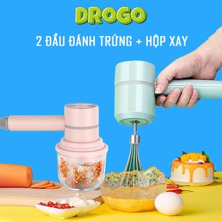 Máy đánh trứng cầm tay mini 3 IN 1 kiêm máy xay thịt đa năng sạc tích điện xay tỏi ớt, rau củ đa năng
