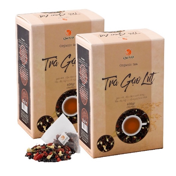Trà gạo lức Quê Việt giúp thanh nhiệt, ngủ ngon,hỗ trợ giảm cân an toàn 1 hộp 600gram