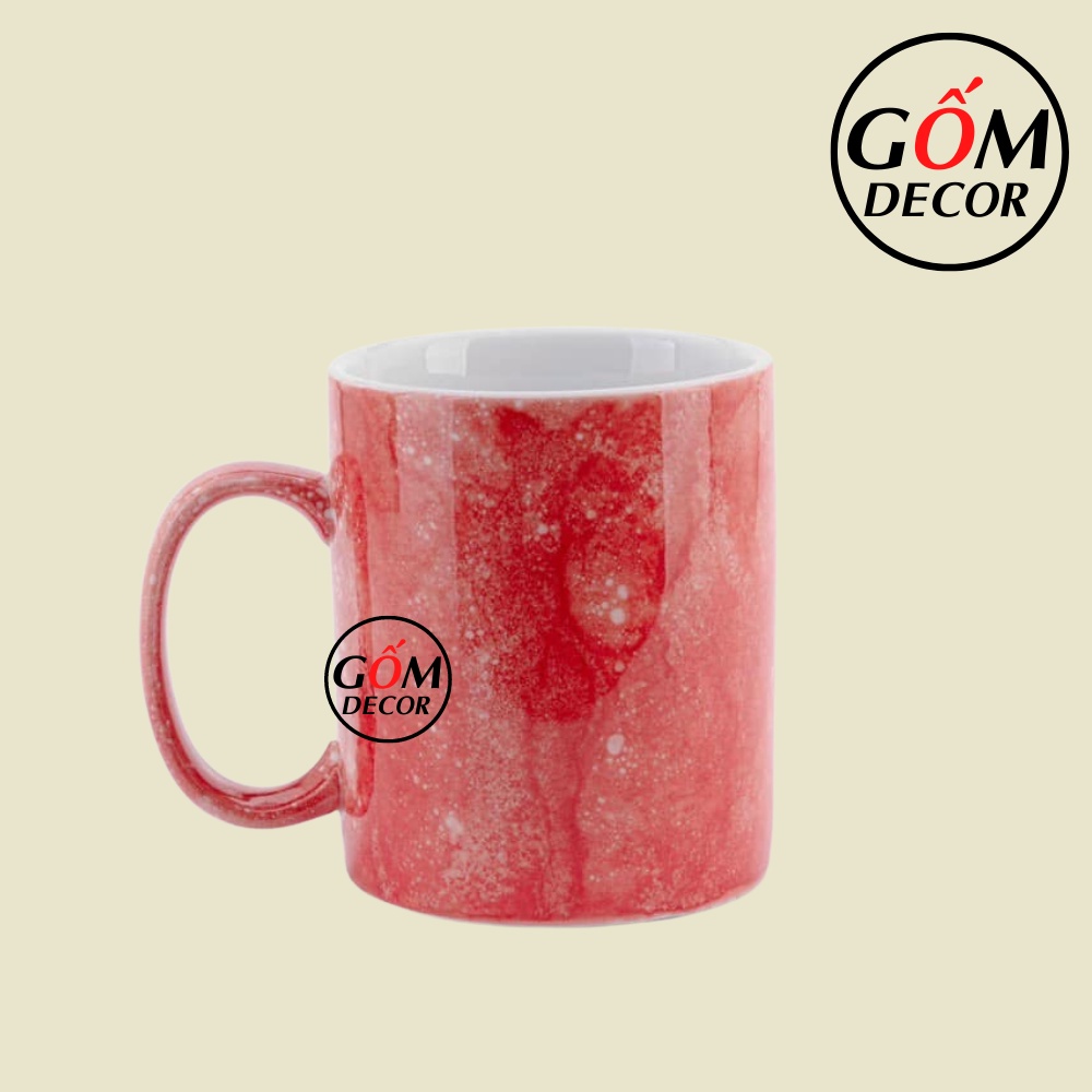 Cốc sứ Bát Tràng cao cấp men vân đá, ly sứ uống nước, trà, cà phê 330ml nhiều màu đẹp