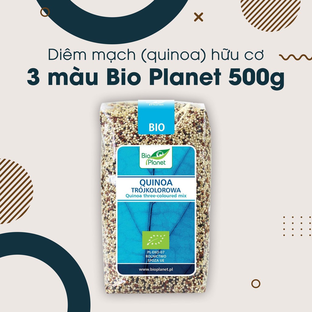 Hạt diêm mạch 3 màu hữu cơ Bio Planet 500g giảm cân, nấu cháo cho bé ăn dặm  - Quinoa organic QN3M