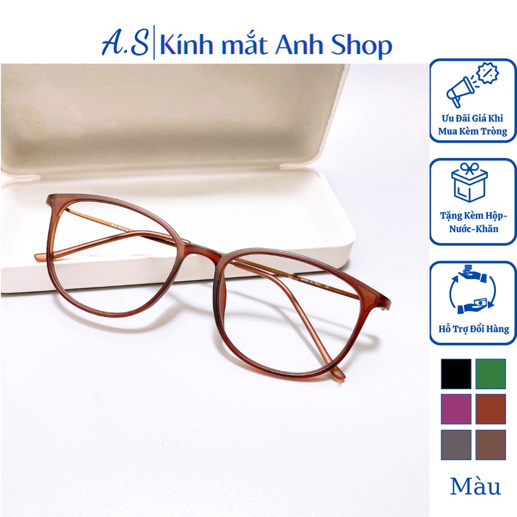 Gọng kính bầu tròn thời trang nam nữ giới chất liệu nhựa kết hợp kim loại nhiều màu sắc nhận cắt mắt cận 872