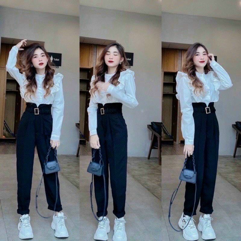 [Ảnh thật+Video]Quần baggy nữ cạp chữ V đẹp.Quần tây nữ tuyết mưa xinh.